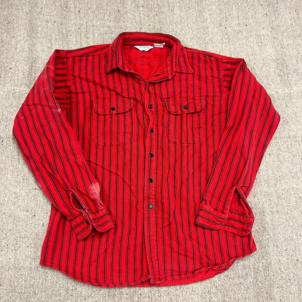 Vintage Five Brothers Button Up Flannel XL Tall Red 1980s